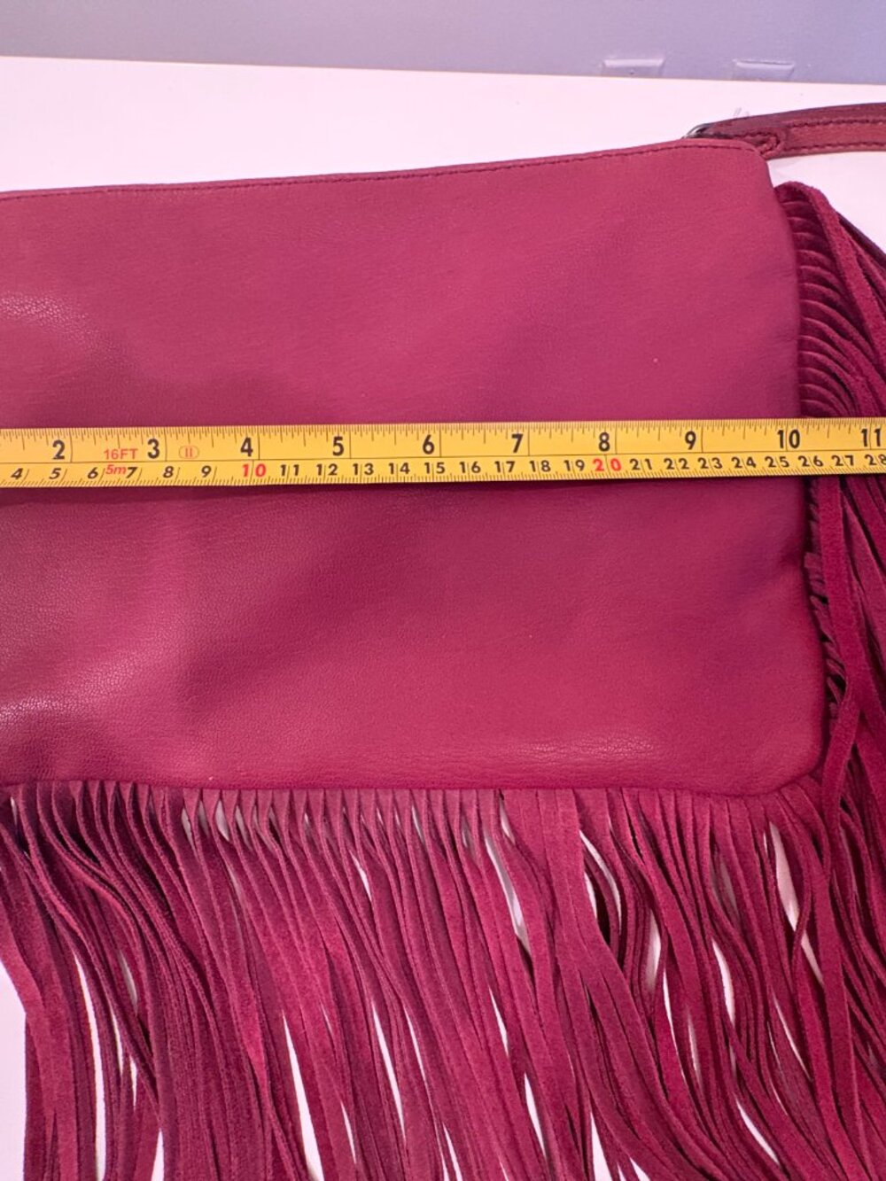 Red Leather Fringed Wristlet - Picture 9 of 10
